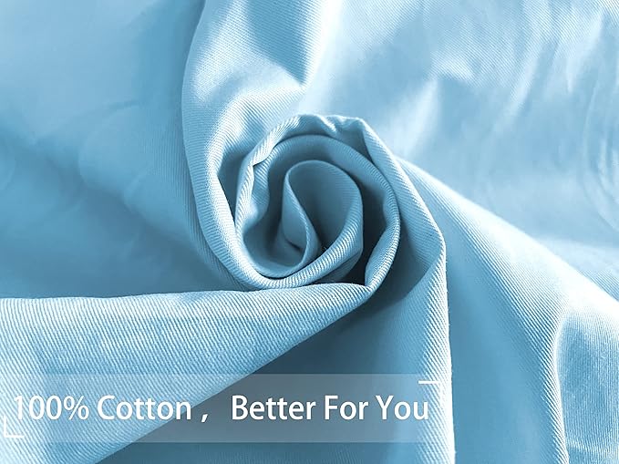 iMaylex Soft 100% Egyptian Cotton Zipper Closure Pillowcases, Cozy and Lightweight Pillow Case, Set of 2, Light Blue, King, 20" x 36"