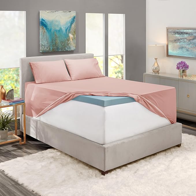 Nestl Queen Size Sheet Set, 4 Piece Extra Deep Pocket (18-24 inches), Microfiber, Cooling, Hotel Luxury, Soft, Breathable, Wrinkle-Free, Easy to Care, Peach Beige