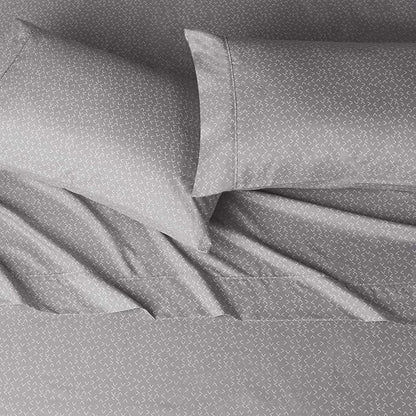 Amazon Basics Lightweight Wrinkle Free, Breathable Brushed Microfiber 4-Piece Bed Sheet Set with 14-Inch Deep Pockets, Full, Gray Arrows, Geometric