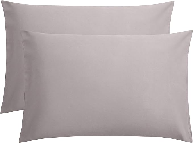 FLXXIE 2 Pack Microfiber Queen Pillow Cases, 1800 Super Soft Pillowcases with Envelope Closure, Wrinkle, Fade and Stain Resistant Pillow Covers, 20x30, Smoky Grey