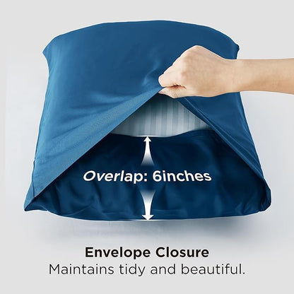Bedsure Pillow Cases Queen, Cooling Pillow Cases, Rayon Derived from Bamboo Teal Blue Pillowcases Queen Size Set of 2, PureWoven Silky Soft Bedding Pillow Covers with Envelope Closure, 20x30 Inches