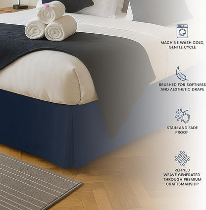 Utopia Bedding Twin Bed Skirt - Soft Quadruple Pleated Ruffle - Easy Fit with 16 Inch Tailored Drop - Hotel Quality, Shrinkage and Fade Resistant (Twin, Navy)