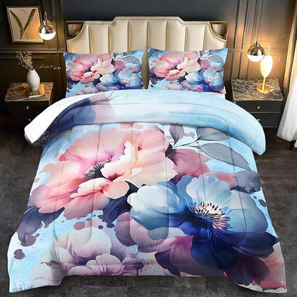 Pink Floral Comforter Set Full Size Girls Blue Flower Comforter Comen Western Boho Bedding Set Full Blue Floral Bedding Boho Bedroom Decor Teen Girls