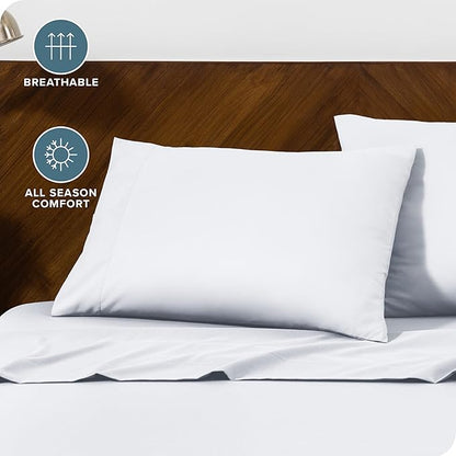 Bare Home Microfiber Pillow Cases - King 20x40 - Cooling Pillowcases - Double Brushed - Easy Care - Envelope Closure (King Pillowcase Set of 2, White)