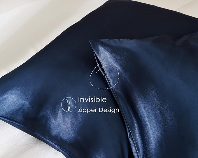 Yanibest Satin Pillowcase, Silk Pillow Cases for Hair and Skin with Zipper, Standard Pillow Cases Set of 2 for 20"x26", Exquisite Packaging for Women Men