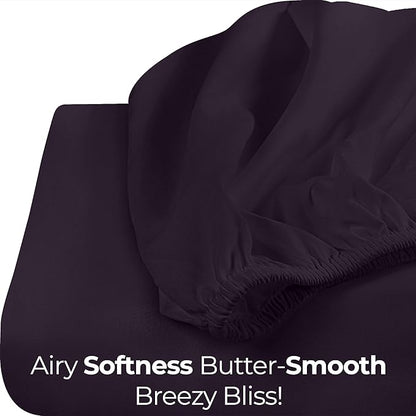 Utopia Bedding Full Fitted Sheet - Bottom Sheet - Deep Pocket - Soft Microfiber - Shrinkage and Fade Resistant - Easy Care -1 Fitted Sheet Only (Purple)
