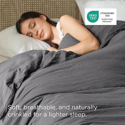 Bedsure Dark Grey Duvet Cover Queen Size Only - Prewashed Cotton-Like Polyester Extra Soft All Season Bedding, Includes 1 Duvet Cover 90x90 Inches with Zipper Closure, Comforter Not Included