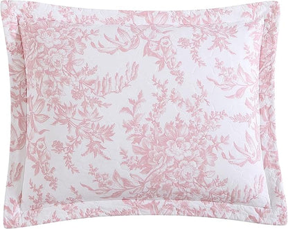 Laura Ashley - Twin Quilt Set, Soft & Reversible Cotton Floral Bedding with a Medium Weight Feel, 2 Piece Bed Set with Matching Pillowcase (Bedford Pink)