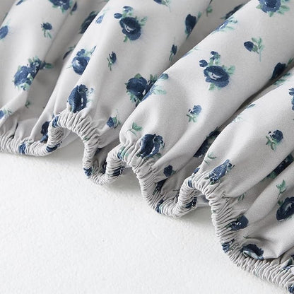 Modern Threads 4-Piece Ultra Soft Microfiber Bed Sheets Set, Wrinkle Free Sheets with Deep Pockets Fitted Sheet, Flat Sheet & Pillowcases, Lightweight Breathable Bedding, Blue Roses, King