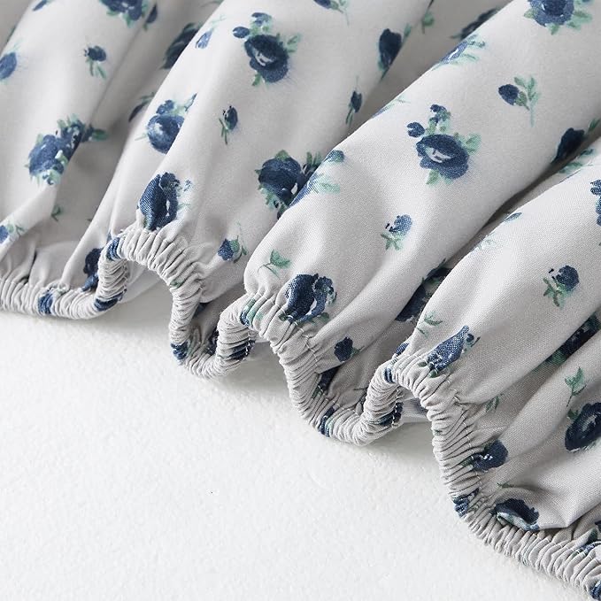 Modern Threads 4-Piece Ultra Soft Microfiber Bed Sheets Set, Wrinkle Free Sheets with Deep Pockets Fitted Sheet, Flat Sheet & Pillowcases, Lightweight Breathable Bedding, Blue Roses, Full