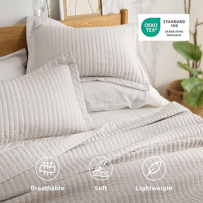 Bedsure Quilts King Size - King Quilt Bedding Set Bedspread Coverlet Comforter, Lightweight Corduroy Pattern Bedspread, 3-Piece Set with 106"x96" Coverlet & 2 Pillow Shams, All-Season Soft Microfiber