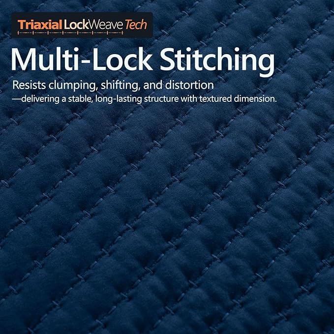 XL Queen Quilt Set – 98"x98" Soft Washed 3-Layer Lightweight Bedspread with Multi-Lock Quilting,Minimalist Nordic Bedding,All-Season Quilt for Spring, Summer & Fall(1 Quilt + 2 Pillow Shams),Dark Blue