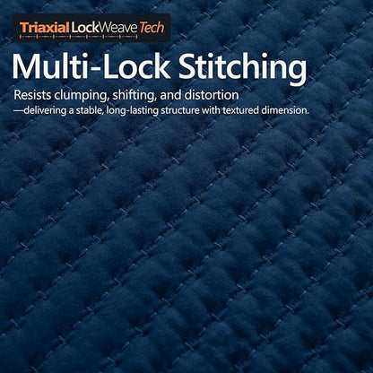 King Quilt Set – 104"x90" Soft Washed 3-Layer Lightweight Bedspread with Multi-Lock Quilting, Minimalist Nordic Bedding, All-Season Quilt for Spring, Summer & Fall (1 Quilt + 2 Pillow Shams),Dark Blue