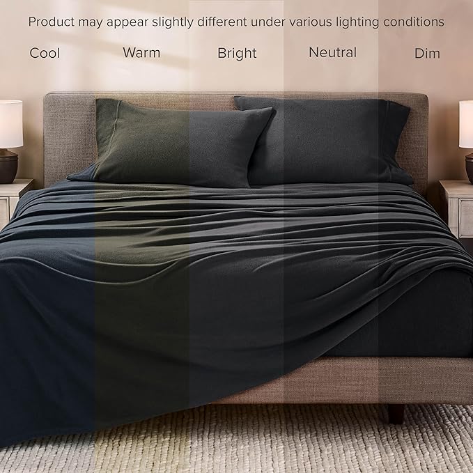 Bare Home Super Soft Fleece Sheet Set - Twin Size - Extra Plush Polar Fleece, No-Pilling Bed Sheets - All Season Cozy Warmth (Twin, Black)