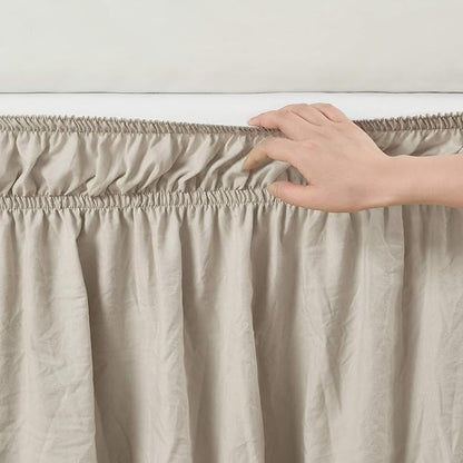 Lush Decor Ruched Ruffle Elastic Easy Wrap Around Bed Skirt Single Twin/Twin XL/Full Neutral - Twin Bed Skirt - Dust Ruffle - Tan Bedskirts