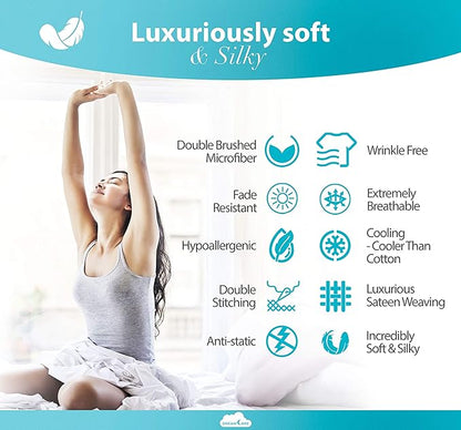 DREAMCARE Queen Sheet Set – 6 pcs Cooling Bed Sheets – up to 21” Deep Pocket Queen Sheets Set – 2500 Supreme Collection – Extra Soft 100% Brushed Microfiber Hotel Luxury with Side Pocket – Ivory