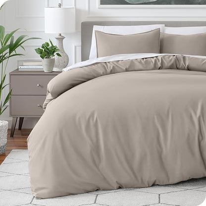 Bare Home Bedding Duvet Cover Extra Long Size - Premium 1800 Super Soft Collection - Lightweight, Cooling - Soft Breathable Bedding Duvet Cover (Twin/Twin XL, Khaki)