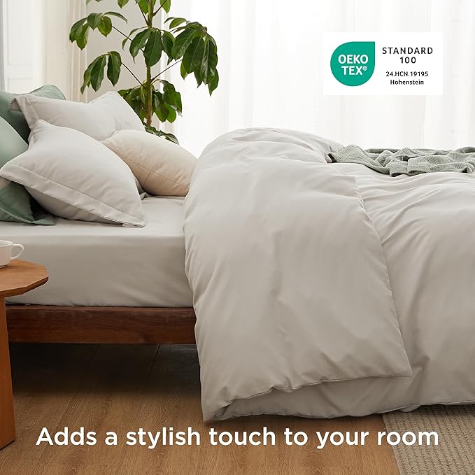 Bedsure Duvet Cover with Fitted Sheet King - Cooling Deep Pocket, Hotel Luxury Soft Double Brushed Bedding Set with Zipper Closure, 1 Duvet Cover, 1 Fitted Sheet, 2 Pillow Shams, NO Comforter, Linen