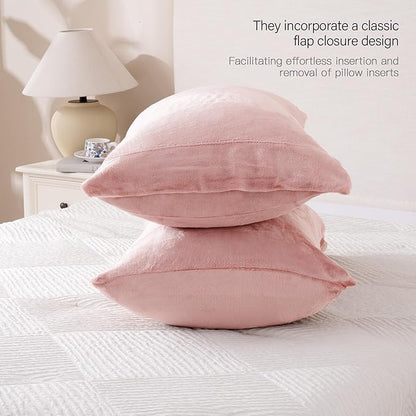Velvet King Size Pillowcases of 2 Pack, Ultra Soft Breathable Pillow Cases with Flap Closure for Bed, Luxury Fuzzy Warm Flannel Velvet Pillow Covers, No Insert (King 20x40 Inches, Light Mauve)