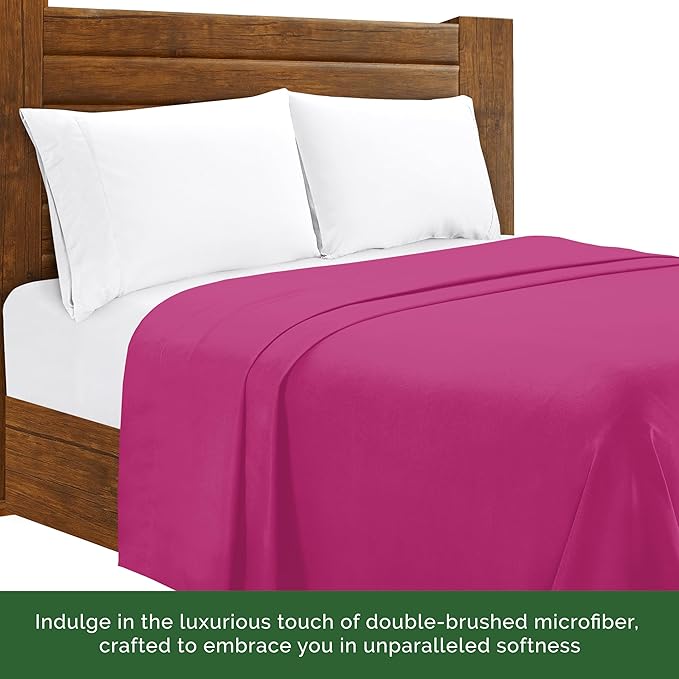 Elegant Comfort Wrinkle-Free 1500 Premier Hotel Quality 1-Piece Flat Sheet, Twin/Twin XL Size, Pink