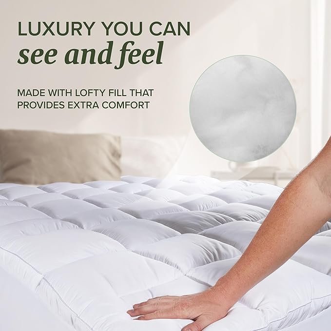Beckham Hotel Collection King Size Mattress Pad (Extra Padded) & Protector Hybrid - Quilted Pillow Top Mattress Cover - Thick, Plush, Fitted Mattress Topper for Bed