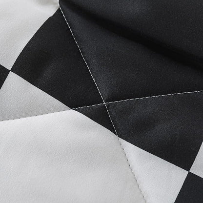 Caressma Black White Comforter Set Full Size, 3 Pieces Buffalo Plaid Comforter Bedding Set, Checkered Grid Fluffy Home Decor for All Seasons