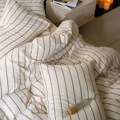 Striped Comforter Set Twin XL Size Grey Stripes Pattern Printed Comforter 3 Pieces Lightweight Boho Bedding Comforter Set for All Seasons Breathable Soft Fluffy Beige Comforter with 2 Pillowcases
