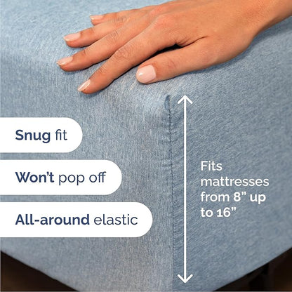 Cal King 6 Piece Sheet Set - Comfy Breathable & Cooling - Soft Hotel Luxury Bedding Set w/ 8-16 Inch Deep Pockets - 1 Flat & 1 Fitted Sheet & 4 Pillowcases - Wrinkle Free & Easy Care - Heathered Blue