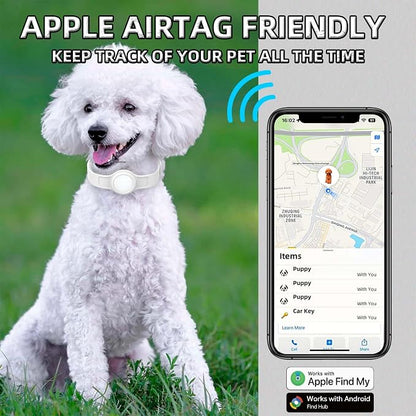 Silicone Dog Tracker Collar, Waterproof Bluetooth Pet Finder Works with Apple Find My & Google, Adjustable Collar for Small Dogs, Puppies & Cats, Fits 3.2”-14” Neck