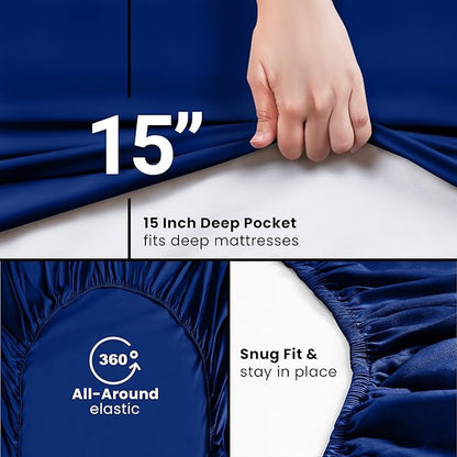 Utopia Bedding Queen Fitted Sheet - Bottom Sheet - Deep Pocket - Soft Microfiber - Shrinkage and Fade Resistant-Easy Care -1 Fitted Sheet Only (Royal Blue)