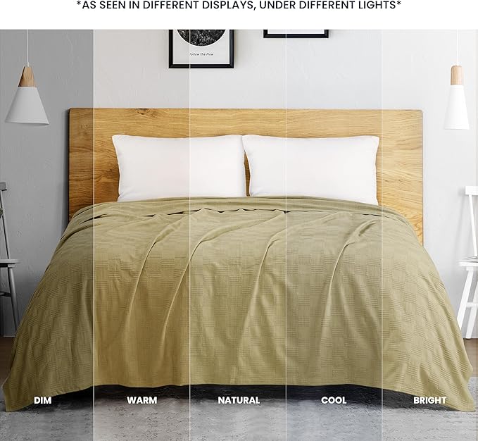 Utopia Bedding Tan 100% Cotton Blanket [Twin Size - 90x72 Inch] Lightweight, Soft and Breathable Thermal Blanket for All Seasons