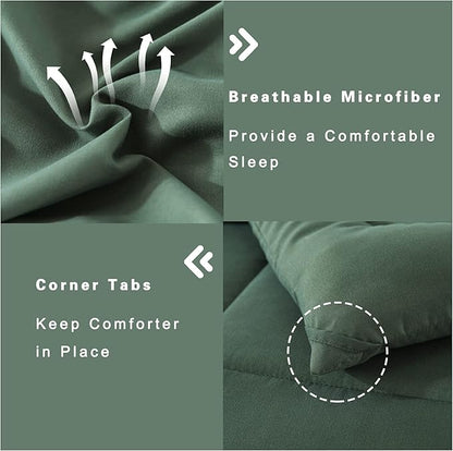 DOWNCOOL Twin Comforter Set -All Season Bedding Comforters Sets with 1 Pillow Case -2 Pieces Bed Set Down Alternative Comforter Set -Sage Green Twin Bedding Sets(64"x88")