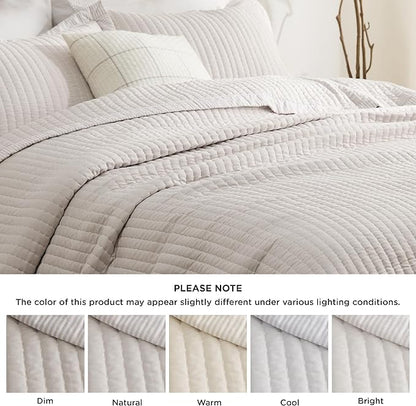 Bedsure Quilts King Size - King Quilt Bedding Set Bedspread Coverlet Comforter, Lightweight Corduroy Pattern Bedspread, 3-Piece Set with 106"x96" Coverlet & 2 Pillow Shams, All-Season Soft Microfiber