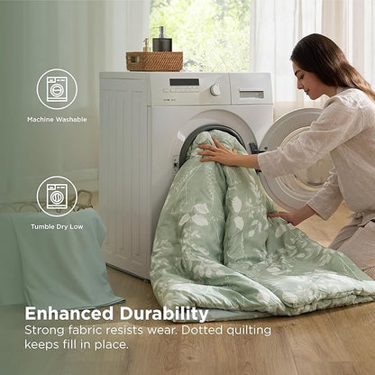 Bedsure Full Size Comforter Set - 7 Pieces Floral Sage Green Soft Bedding Sets, Full Bed in a Bag with Botanical Flowers Comforter, Sheets, Pillowcases & Shams