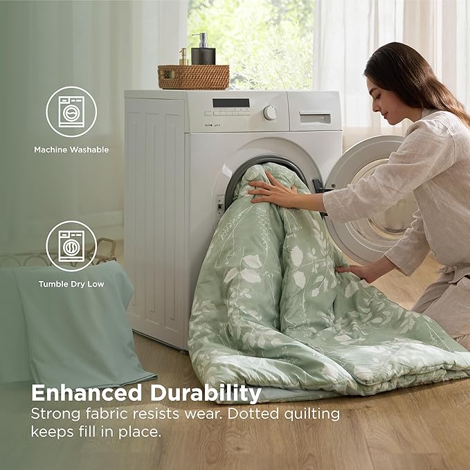 Bedsure King Size Comforter Set - 7 Pieces Floral Sage Green GentleSoft™ Bedding Sets, King Bed in a Bag with Botanical Flowers Winter Comforter, Sheets, Pillowcases & Shams