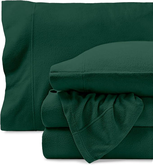 Bare Home Super Soft Fleece Sheet Set - Full Size - Extra Plush Polar Fleece, No-Pilling Bed Sheets - All Season Cozy Warmth (Full, Forest Green)
