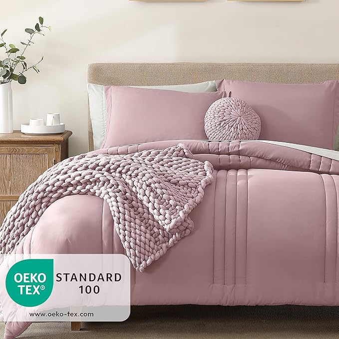 Monbix Queen Comforter Set - 7 Pieces Zephyr Bed in a Bag Queen Bedding Sets with Comforters, All Seasons Comforter Bed Set with Sheets, Pillowcases & Shams