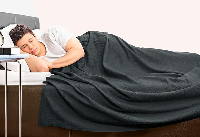 Utopia Bedding Smoke Gray 100% Cotton Blanket [King Size - 90x108 Inch] Lightweight, Soft and Breathable Thermal Blanket for All Seasons