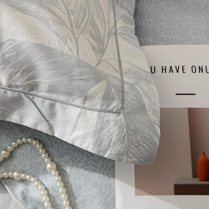 OAITE Duvet Cover Set Twin Size Floral Pattern Ultra Soft 100% Cotton Duvet Cover Sets 3-PC, Breathable Duvet Cover with Zipper Closure & Corner Ties(2 Pillow Shams,1 Duvet Cover)