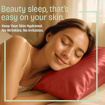BLISSFORD Satin Pillowcase with Zipper, for Hair and Skin Care, Feels Soft and Cool Like a Silk Pillowcase, Satin Pillow Cases 2 Pack, Slik Pillow Cover, Rust - Standard Size, Set of 2