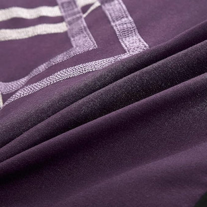 Chezmoi Collection Arden 7-Piece Modern Pleated Stripe Embroidered Zigzag Bedding Comforter Set (Oversized King, Purple/Black/Gray/White)