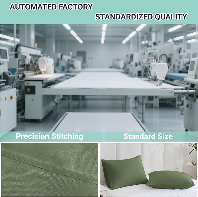 ZPECC Pillow Cases Standard Size Set of 4, 20x26 Envelope Closure Pillowcases, Soft Plain Brushed Microfiber Covers Hypoallergenic Breathable, Olive Green