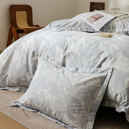OAITE Duvet Cover Set King Size Floral Pattern Ultra Soft 100% Cotton Duvet Cover Sets 3-PC, Breathable Duvet Cover with Zipper Closure & Corner Ties(2 Pillow Shams,1 Duvet Cover)