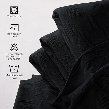 Utopia Bedding Black 100% Cotton Blanket [Twin Size - 90x72 Inch] Lightweight, Soft and Breathable Thermal Dorm Bed Blanket for All Seasons