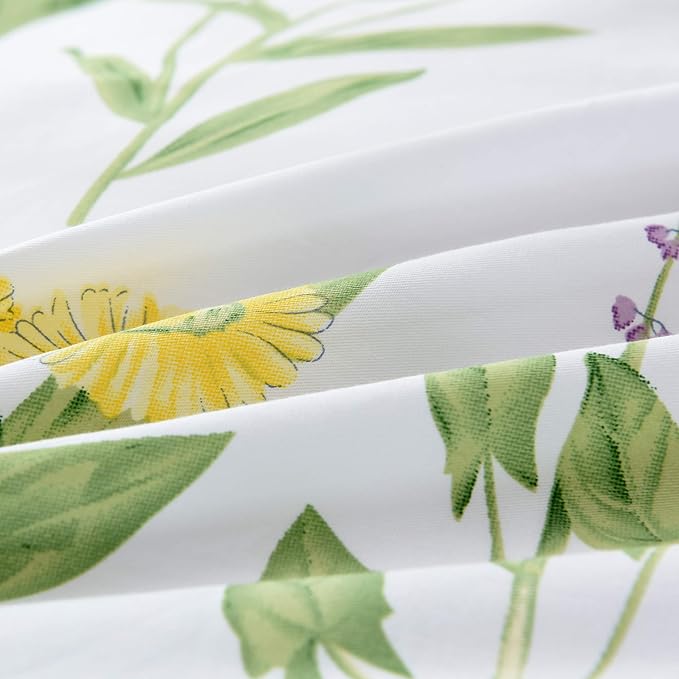 FADFAY Green Leaves Duvet Cover Set Premium 100% Cotton Daisy and Lavender Flowers Target Bedding 3-Piece：1Duvet Cover（No Comforter） + 2Pillowcases (Twin XL, Floral)…