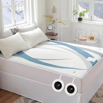 Gotcozy Heated Mattress Pad Califonia King Size Dual Control - Electric Mattress Pad Fit up to 15‘’ with 6 Heat Setting & 10 Hour Auto Off ETL Certified Machine Washable(Blue)