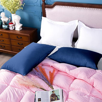 NTBAY Egyptian Cotton Queen Pillowcases - Set of 2, 500 Thread Count Cotton Pillowcases - Soft and Breathable Envelope Closure Pillow Cases - 20x30 Pillow Covers for Bed, Navy Blue