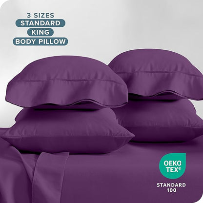 Bare Home Microfiber Plum King Pillowcases - 4 Pack, 20x40