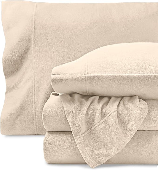Bare Home Super Soft Fleece Sheet Set - King Size - Extra Plush Polar Fleece, No-Pilling Bed Sheets - All Season Cozy Warmth (King, Sand)