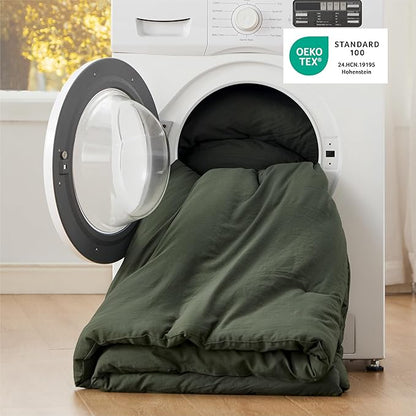 Bedsure California King Comforter Set, Dark Green Soft Prewashed Bedding for All Seasons, 3 Pieces GentleSoft™ Bed Set, 1 Lightweight Comforter (104"x96") and 2 Pillowcases (20"x36")